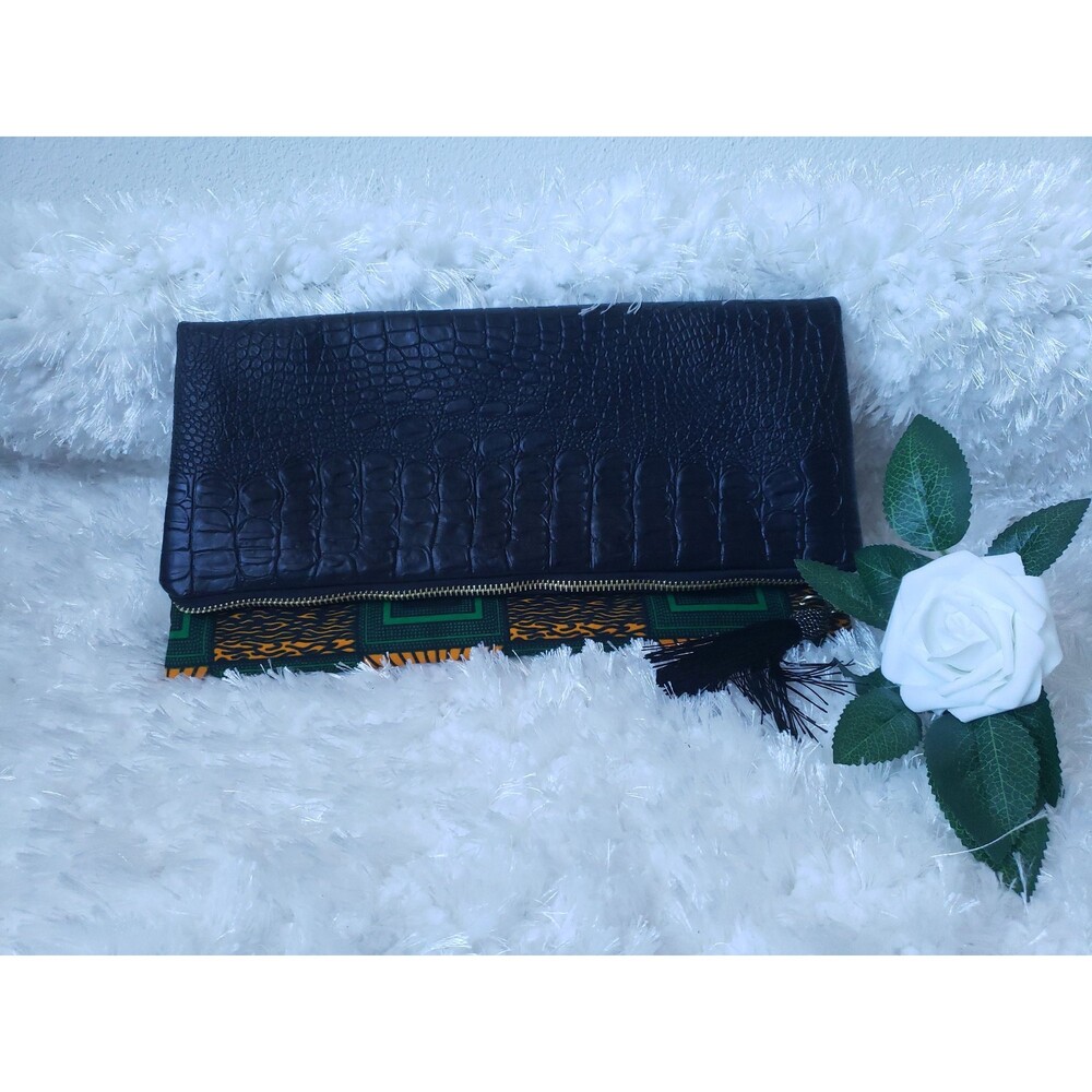 Reversible Ankara African Print Foldover Clutch, Evening Bag